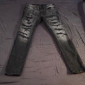 Men's Black Skinny Ripped Jeans - Washed Effect